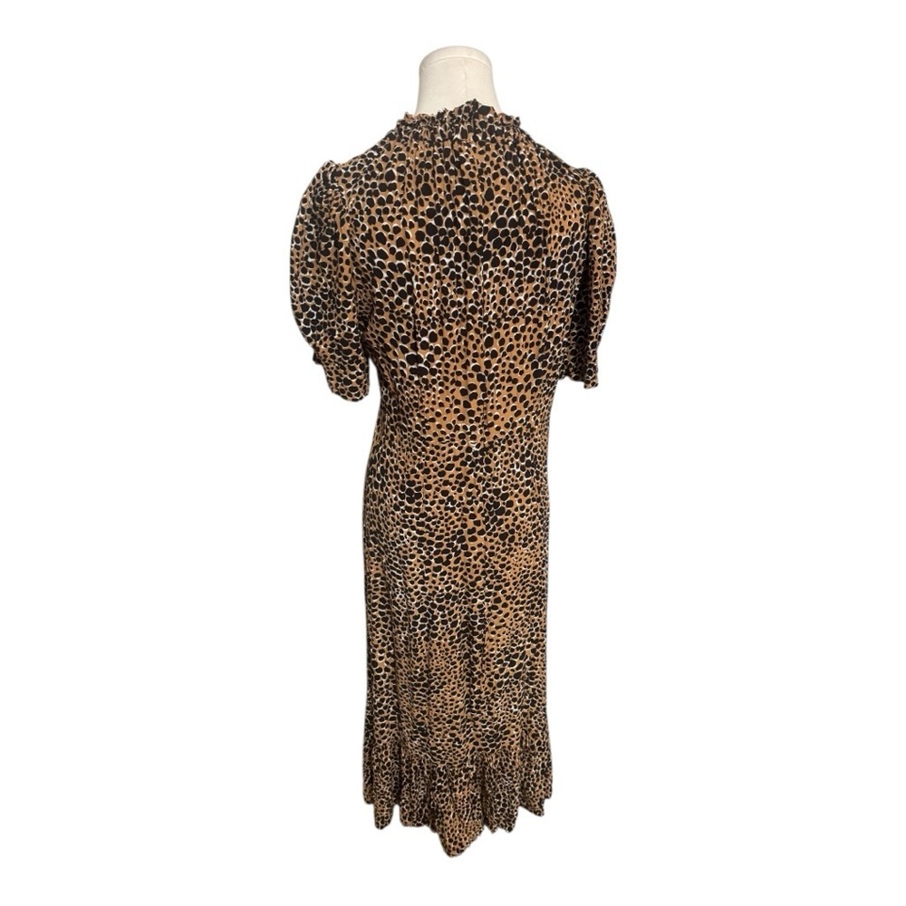 SEA New York Leopard Print Louise Midi Dress Black Brown 8 Party Work Animal - Picture 8 of 11